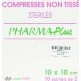 PharmaPlus Compresses stériles, non-tissé, 10 cm x 10 cm, boîte de 10 x 2 compresses