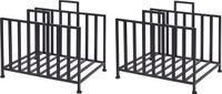Bellatio Design Set van 2x stuks haardblokken/houtblokken opberg standaard metaal 41 x 31 x 35 cm - Zwart