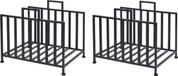 Bellatio Design Set van 2x stuks haardblokken/houtblokken opberg standaard metaal 41 x 31 x 35 cm - Zwart