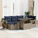 Maison Exclusive - Ensemble de jardin, 7 pièces, avec coussins, gris, en polyrotin et bois d'acacia