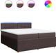 vidaXL Boxspring met matras stof donkerbruin 200x200 cm