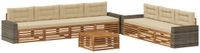 vidaXL - Bank loungeset - Polyester - Natuurlijk en beige