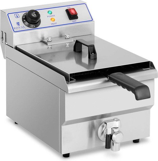 Royal Catering Elektrische Friteuse - 1 x 10 liter - Blauw - RVS - 3200W