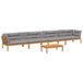 vidaXL 5-delige loungeset voor in de tuin, gemaakt van pallets met kussens, van acaciahout
