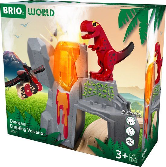 Ravensburger BRIO World - Dinosaurussen met vulkaanuitbarsting - Speelgoedtreintjes voor kinderen vanaf 3 jaar