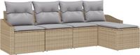 vidaXL Bankstel 5-delig Beige en Lichtgrijs Polyrattan