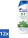 Head & Shoulders 12 x 2-en-1 Shampoo & Conditioneur Anti-Pelliculaire - Menthol Frais - 270 ml
