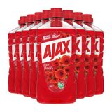 Ajax 8x Nettoyant tout usage Fete de Fleur Fleurs rouges 1 litre