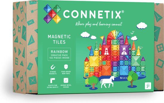 CONNETIX - Magnetisch Tegels - Regenboog Creatief Pakket - 102 Stuks
