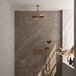 Brauer Gold Carving Thermostatische Regendoucheset Inbouw - Hoofddouche 30 cm - Met Drukknoppen - Handdouche 3 Standen - Doucheslang - Wandaansluitbocht - Geborsteld Goud