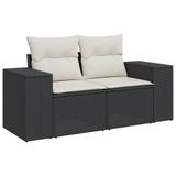 vidaXL 6-delige Loungeset met kussens, polyrattan, zwart