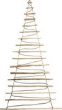 BOGATECO Handgemaakte kerstboom 205 cm hoog, gemaakt van hazelnoothout | Decoratieve hanger | met 10 m LED-verlichting | Houten panelen verbonden met een jute touw met een dikte van 6 mm