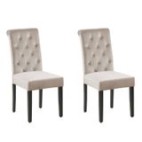 Beliani VELVA - Eetkamerstoel - Beige - Fluweel - Set van 2