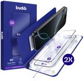 Buddi 2-Pack Screenprotector Geschikt voor iPhone 16 Pro - Easy Fit Tempered Glass met Installatietray