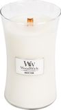 WoodWick Hourglass Large Geurkaars - White Teak - Wit