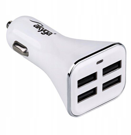 Akyga AK-CH-09 4x USB autolader 5V 1A laadadapter voor sigarettenaansteker