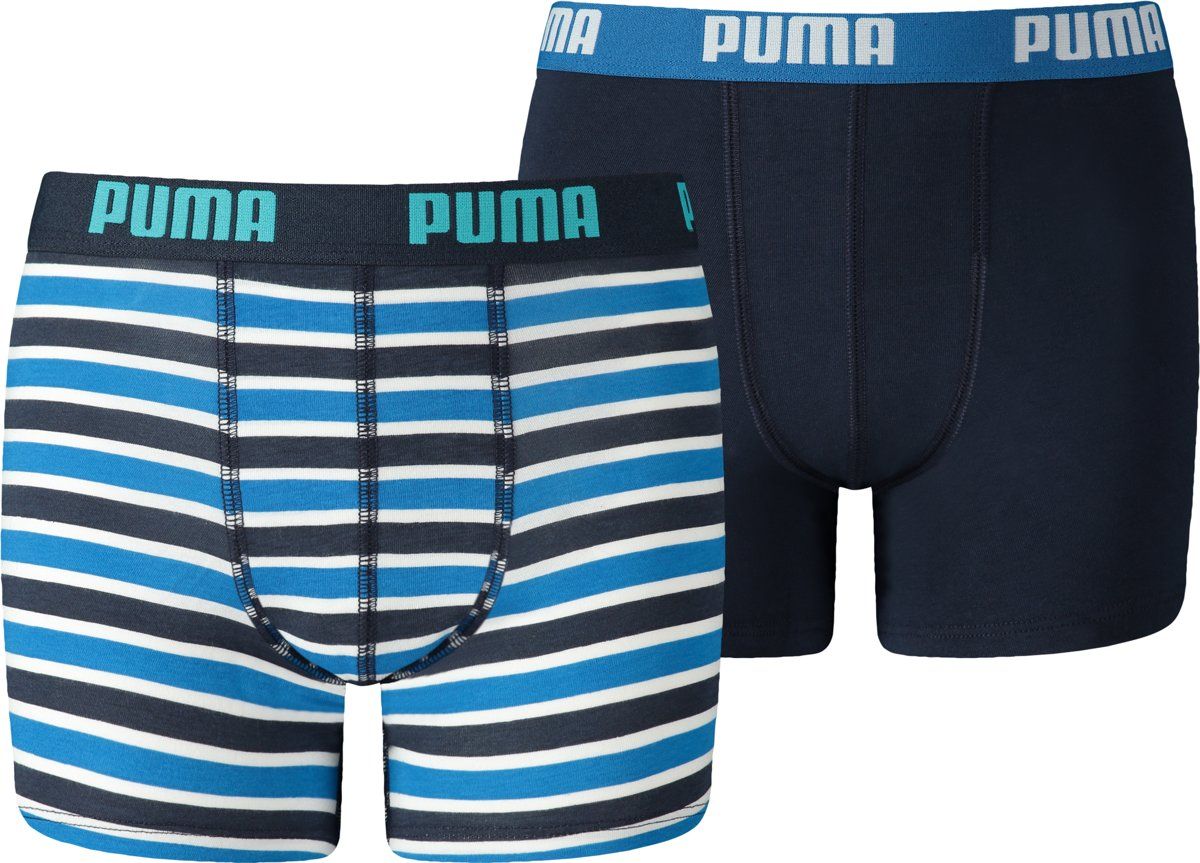 PUMA Bodywear boxershort set van 2 Donkerblauw/ blauw/wit - Heren