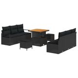 vidaXL Tuinbank - Set - 9 - st - Zwart - poly - rattan