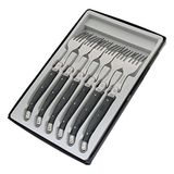 Pradel Excellence Laguiole box met 6 vorken 25,7 x 16,7 x 2 cm grijs gemarmerd