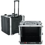 Gator Cases GRR-8PL-US 4U gegoten lichte behuizing met geïntegreerde voeding, robuuste vergrendelingen, intrekbare trekgreep en verzonken wielen; diepte 48,9 cm, 8U