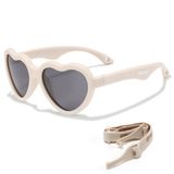 Maesy Baby Zonnebril Maes - 0 t/m 2 Jaar - Elastiek - Flexibel - UV400 Bescherming - Zonnebril Kind Hart - Beige Ecru