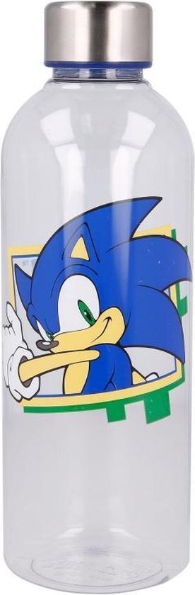 Sonic the Hedgehog grote drinkfles - Waterfles - 22 cm - 850 ml - Plastiek multi