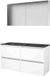 Basic Line Comfort 46 Badkamermeubelset - 120 x 46 cm - Greeploos - 4 Lades - Hardstenen Wastafel - 2 Kraangaten - Spiegelkast - Ice White