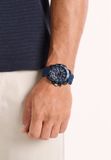 Nautica Riding Sail Quartz Analoog Horloge Blauw Kast: 100% Roestvrij Staal | Armband: 100% Siliconen 45 mm