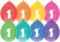 Haza-Witbaard 1 jaar thema ballonnen - Verjaardag - Kinderfeestje - Leeftijd versiering - 24x stuks - gekleurd