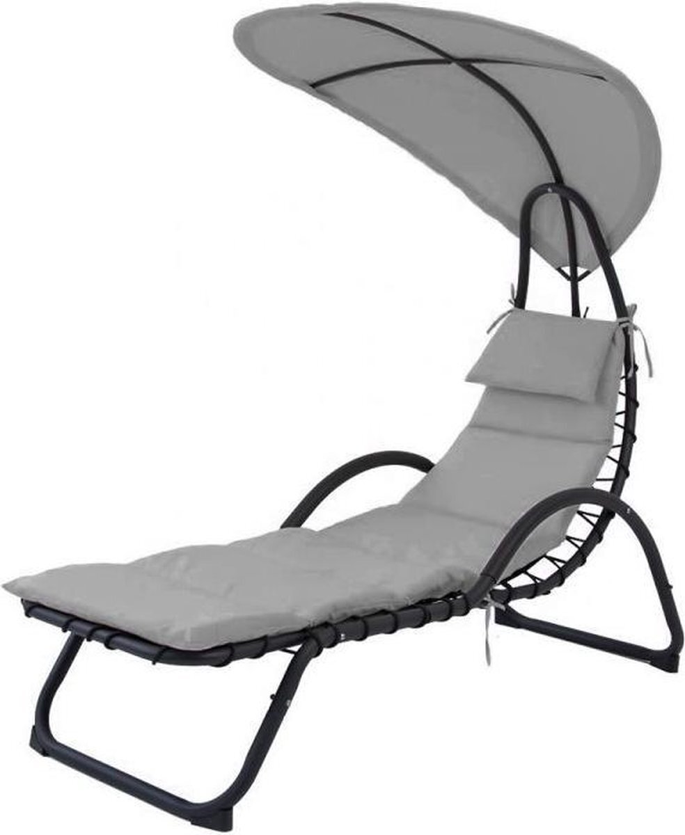 Viking Choice Ligstoel tuin - met parasol - grijs