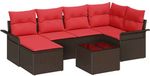 vidaXL Banc de jardin 7 pièces Marron Polyrotin