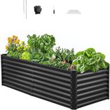 Vevor Verhoogd Tuinbed, Metaal, 1800x900x600 mm, Plantbed, Groentebed, Plantenbak met Open Bodem & Afgeronde Randen, Bloembed, Kruidenbed, Ideaal voor Groenten, Bloemen, Kruiden & Vetplanten