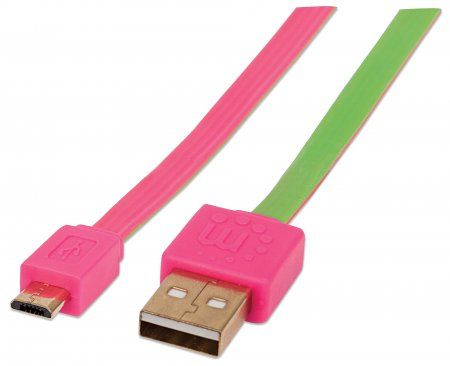 MANHATTAN Micro-USB Kabel - 1.8 m - Groen/Roze