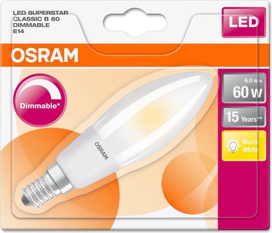 Osram Classic LED-lamp - E14 - 5W - 640 lm - 2700K - Kaars - Warm wit