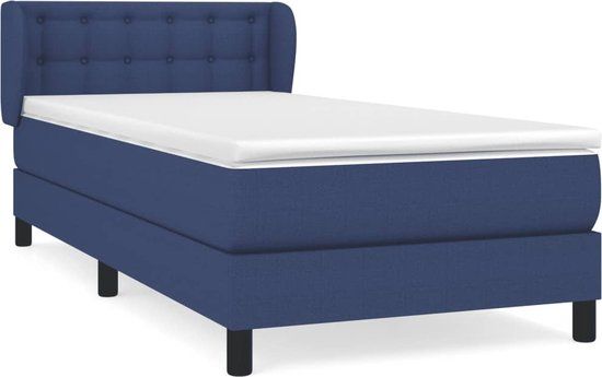 vidaXL Boxspring met matras stof blauw 90x190 cm