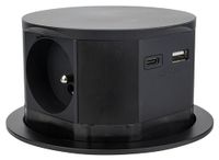 Compacte Otio Compacte zwarte inbouwstekkerdoos - kantoor of keuken