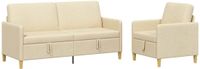 vidaXL Sofa Set Met Opslag 2 st Crèmekleurig Polyester