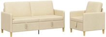 vidaXL Canapé 2 places avec rangement Crème Polyester