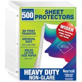 Samsill Set van 500 robuuste bladbeschermers, niet-verblindend, 20 x 28 cm paginabeschermers voor 3 ringmappen, letterformaat beschermers, versterkte gaten, niet-verblindende documentenhoes