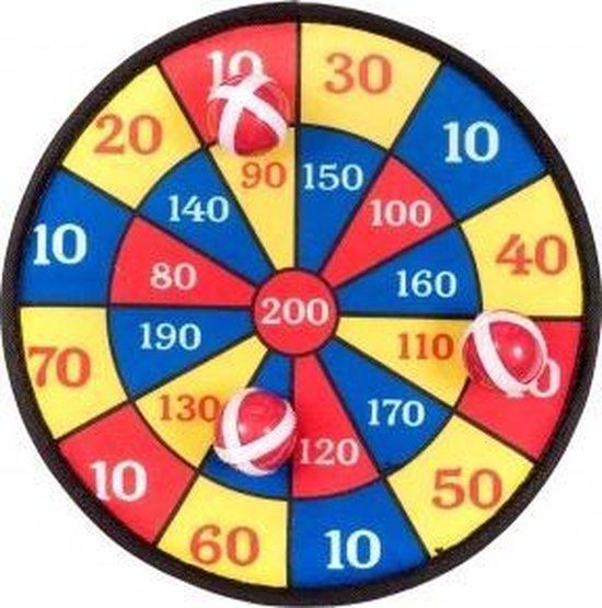 Kids Fun Dartbord Klittenband 28 Cm 4-delig