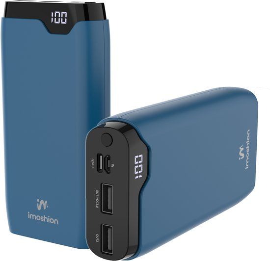 iMoshion Powerbank 20000 mAh - Blauw - Snellader - USB A, USB C & Micro USB