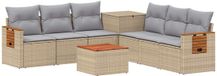 vidaXL Bankstel Beige en Lichtgrijs Poly Rattan en Staal