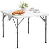 HollyHOME Klaptafel Campingtafel Keuken Tafel 87cm, Picknicktafel Vierkant Tafel met Handvat voor Tuin Barbecue Feest, Buiten & Binnen