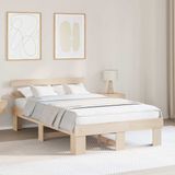 vidaXL Bedframe met hoofdeinde Naturel 140 x 190 cm Massief grenenhout