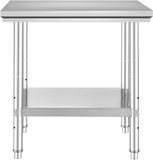 Merkloos / Sans marque Rvs-Werktafel, 61 X 76,2 cm, Draagvermogen 318 Kg, Robuuste metalen Werktafel, 3 In Hoogte Verstelbare Planken, Commerciële Werkplek, Keuken, Garage, Restaurant, Achtertuin