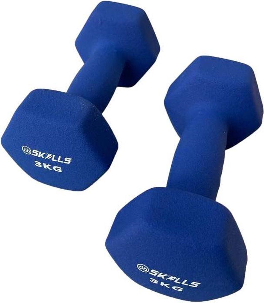 db Skills Dumbbell Set - 3KG - Blue - Cast Iron - Fitness - Sport