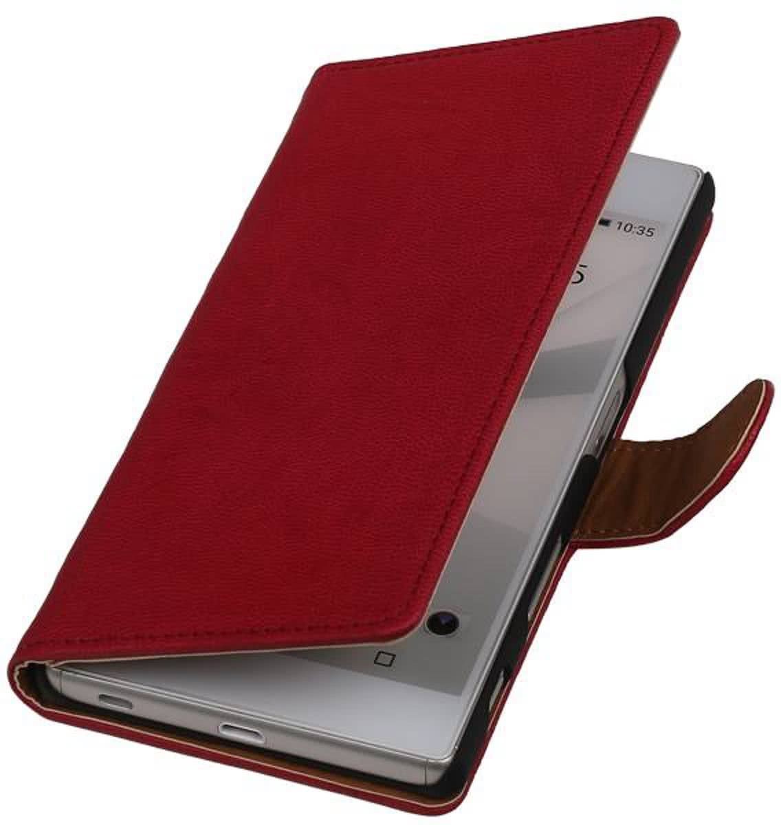 LELYCASE Fuchsia iPhone 6 Echt Lederen bookcase Telefoonhoesje