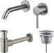 Fortifura Calvi Slim Wastafelkraanset - inbouw wastafelkraan - always open plug - verlaagde design sifon - PVD - geborsteld RVS