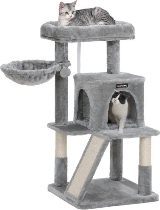 MAZAZU MIRA Home Krabpaal - Kattenboom - Kattenhuis voor katten - Grijs - 96 cm