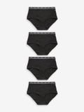 Next - Dames - Set van 4 katoenen midislips met logo - Zwart